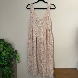Vintage 90s floral cottagecore apron style midi dress size M